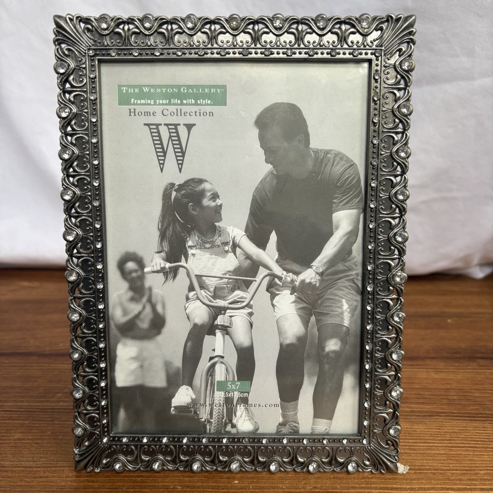 Weston Gallery 5x7 Silver Tone Rhinestone Picture Frame Home Collection